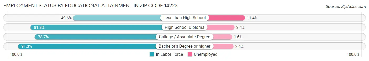 Employment Status by Educational Attainment in Zip Code 14223