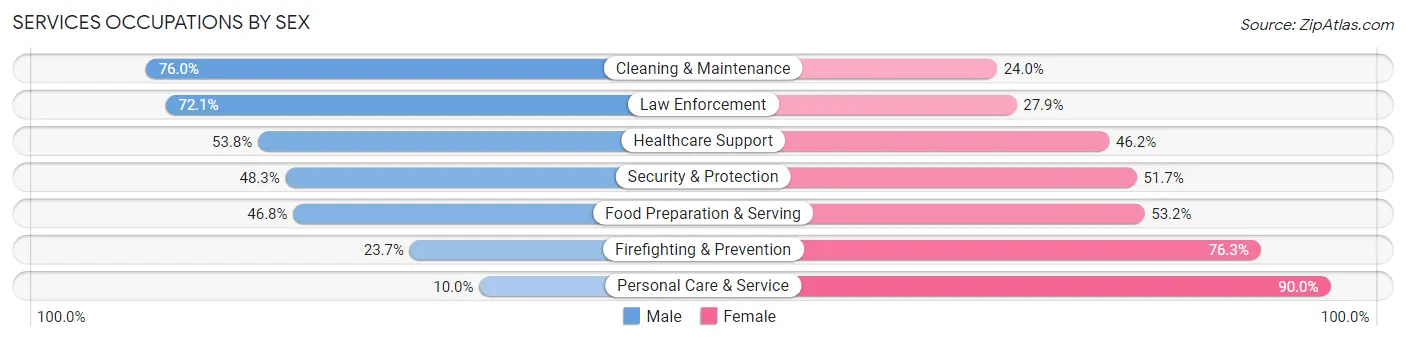 Services Occupations by Sex in Zip Code 14226