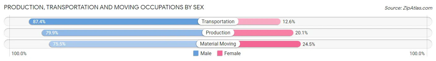 Production, Transportation and Moving Occupations by Sex in Zip Code 14228