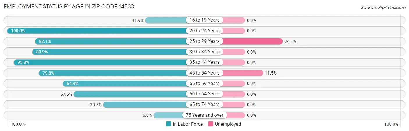 Employment Status by Age in Zip Code 14533