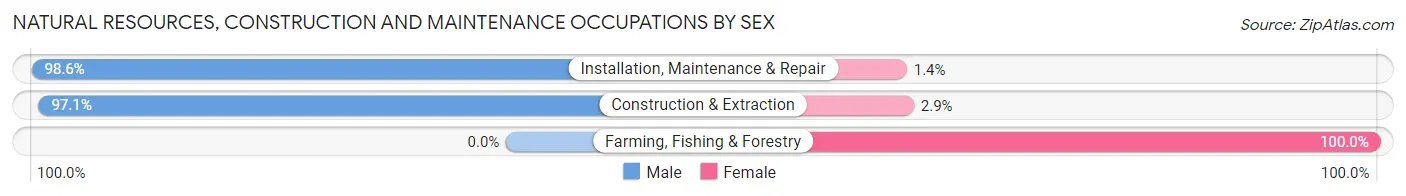 Natural Resources, Construction and Maintenance Occupations by Sex in Zip Code 14624