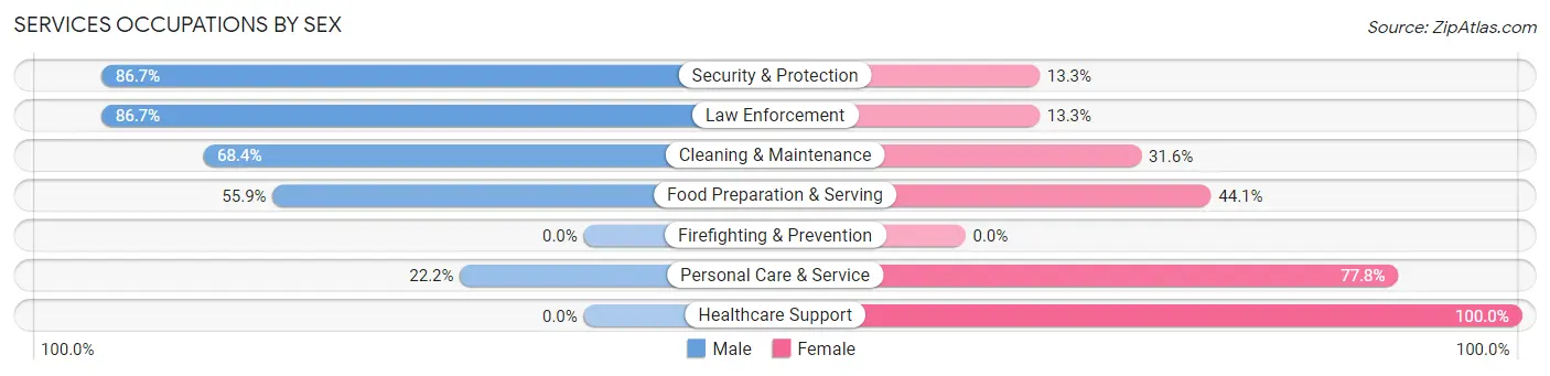 Services Occupations by Sex in Zip Code 14709