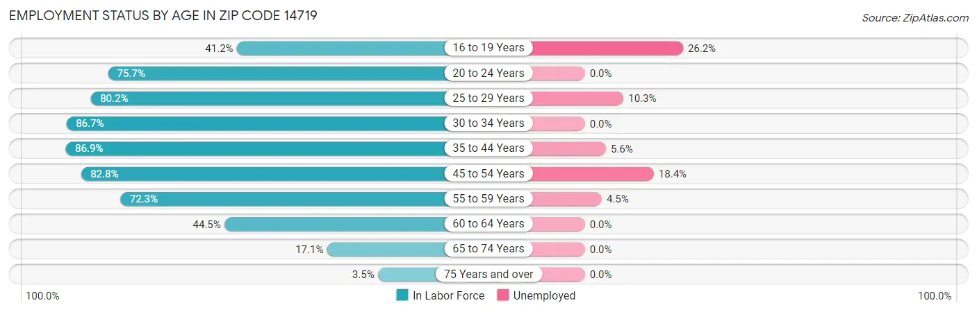 Employment Status by Age in Zip Code 14719