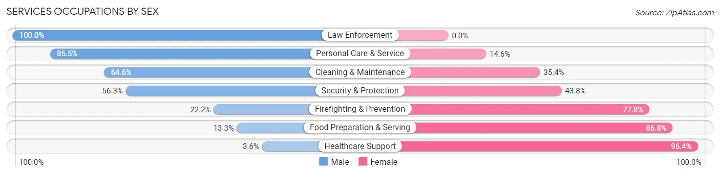 Services Occupations by Sex in Zip Code 14724