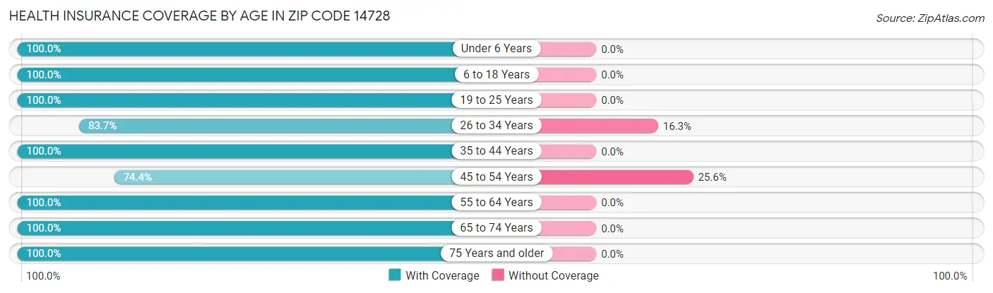 Health Insurance Coverage by Age in Zip Code 14728