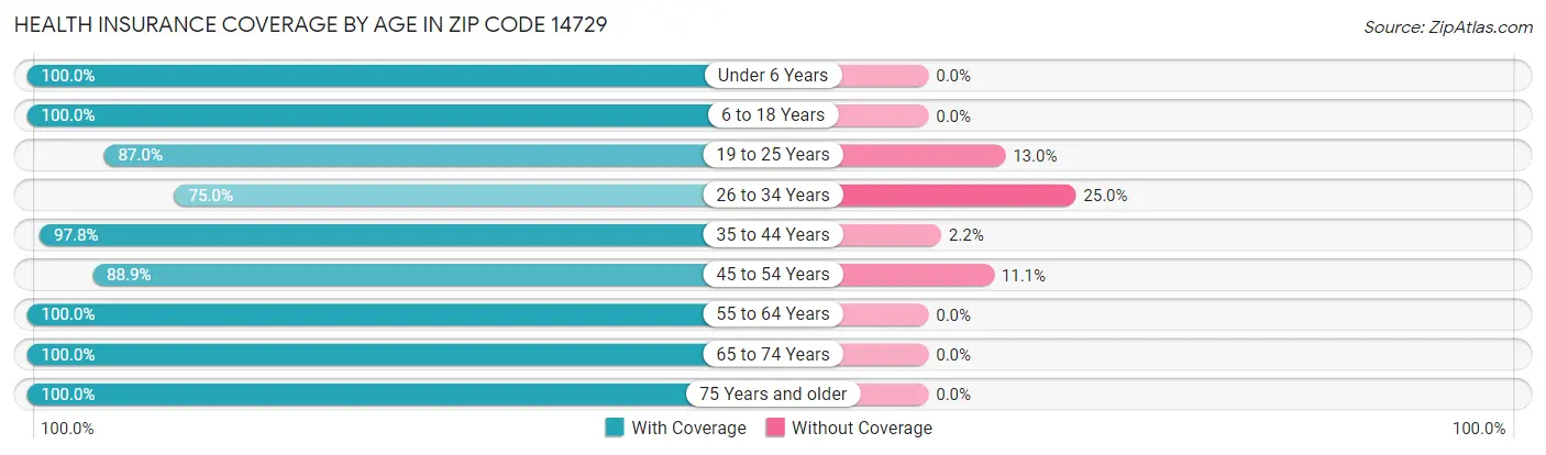 Health Insurance Coverage by Age in Zip Code 14729