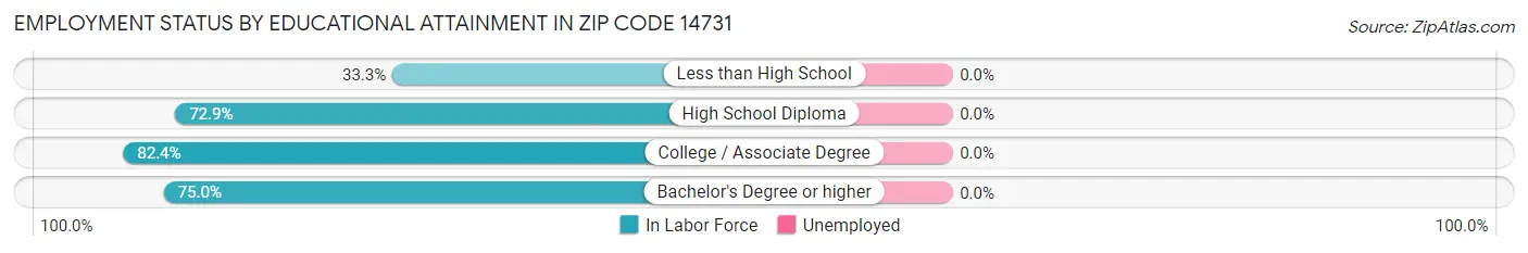 Employment Status by Educational Attainment in Zip Code 14731