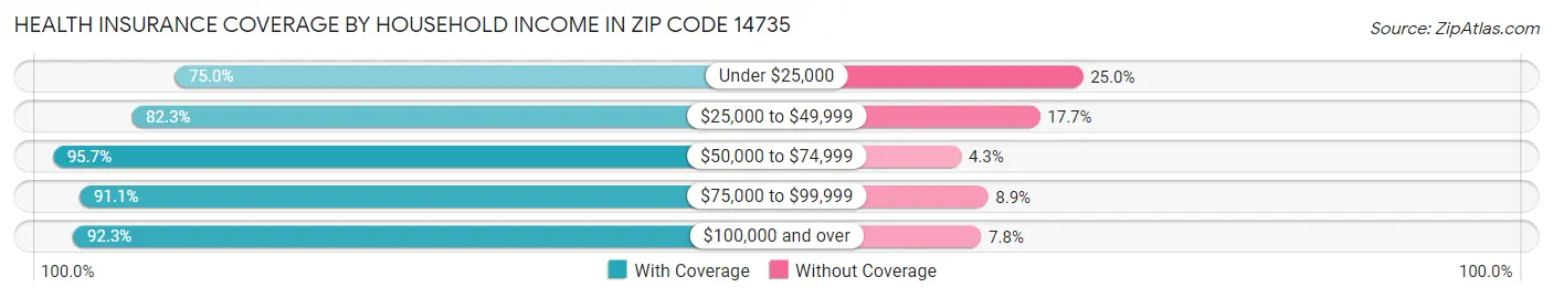 Health Insurance Coverage by Household Income in Zip Code 14735