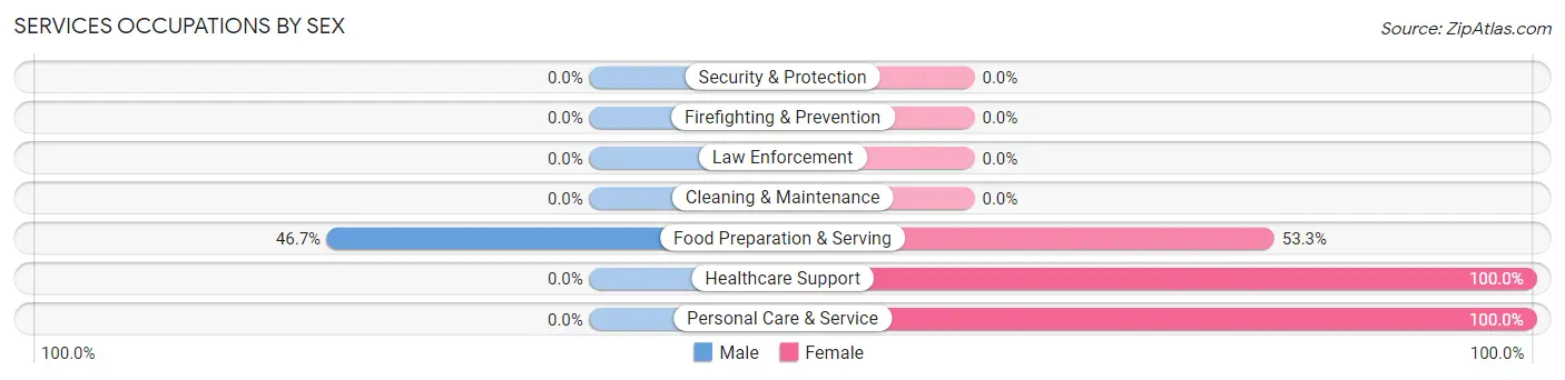 Services Occupations by Sex in Zip Code 14777