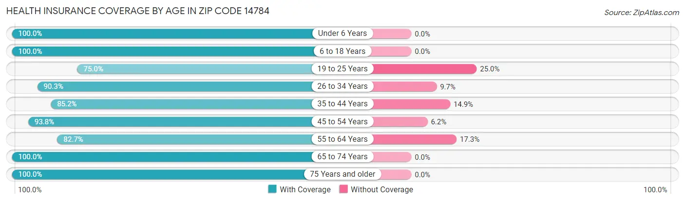 Health Insurance Coverage by Age in Zip Code 14784