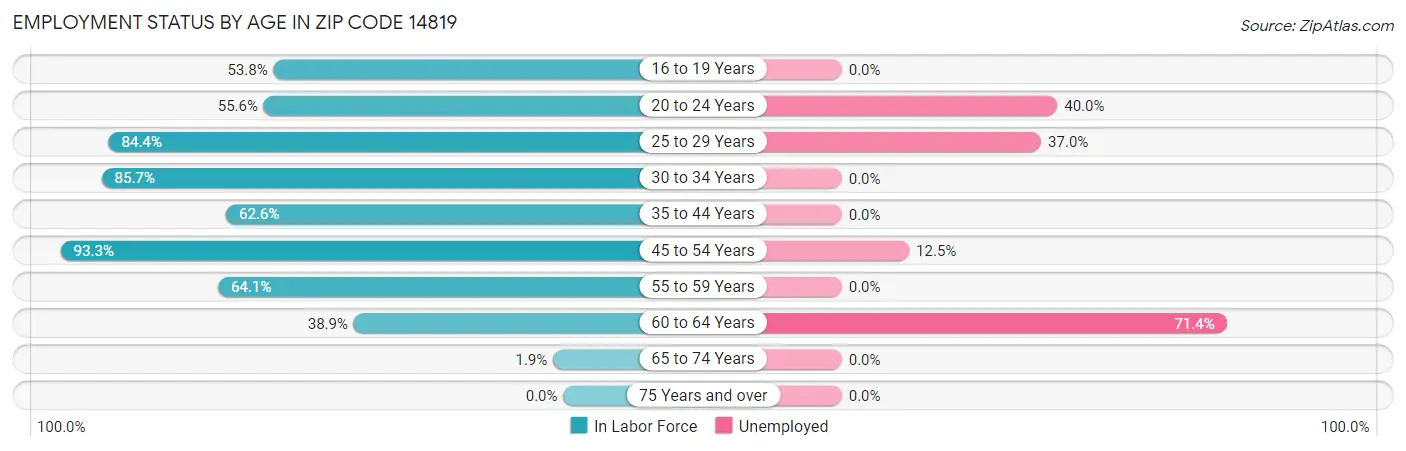Employment Status by Age in Zip Code 14819