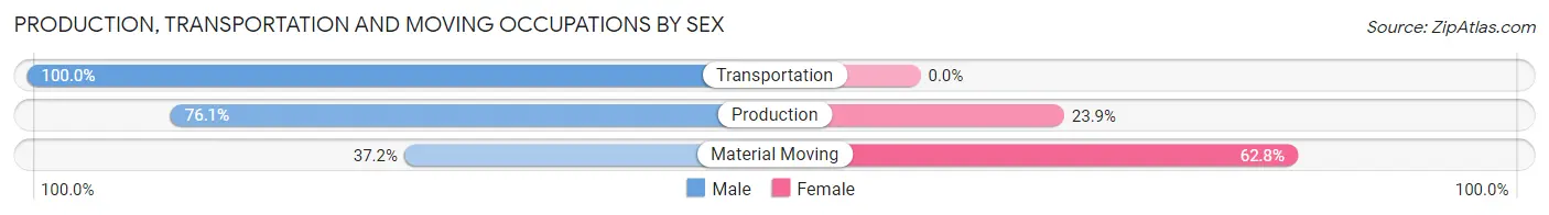 Production, Transportation and Moving Occupations by Sex in Zip Code 14865