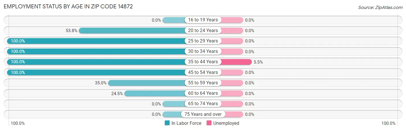 Employment Status by Age in Zip Code 14872