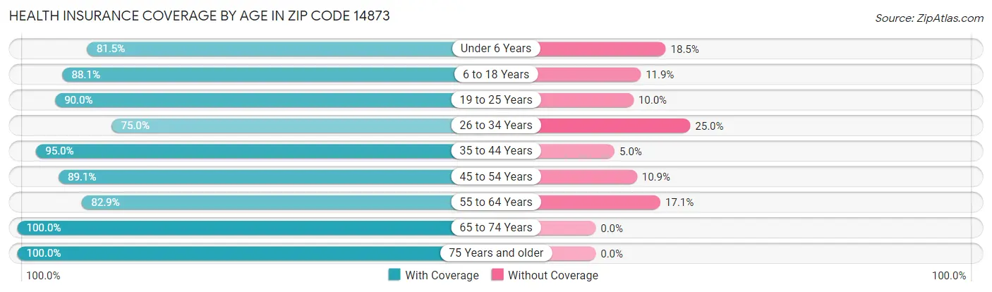Health Insurance Coverage by Age in Zip Code 14873