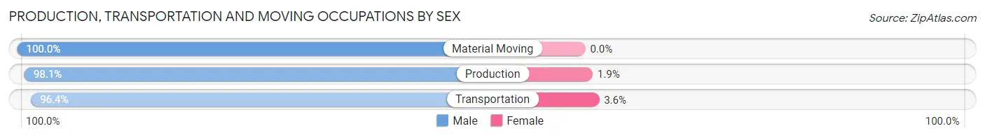 Production, Transportation and Moving Occupations by Sex in Zip Code 14901