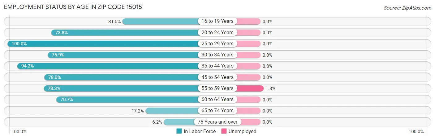 Employment Status by Age in Zip Code 15015