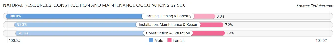 Natural Resources, Construction and Maintenance Occupations by Sex in Zip Code 15021