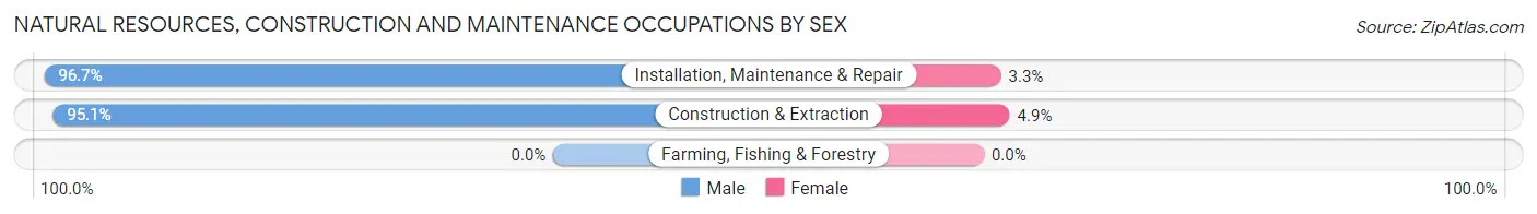 Natural Resources, Construction and Maintenance Occupations by Sex in Zip Code 15022