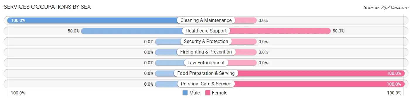 Services Occupations by Sex in Zip Code 15028