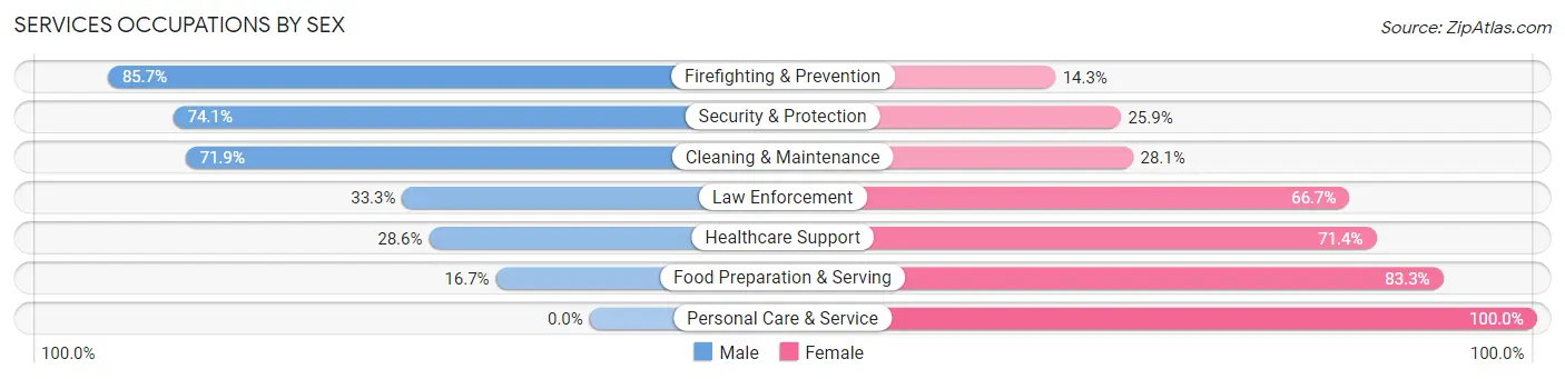 Services Occupations by Sex in Zip Code 15030
