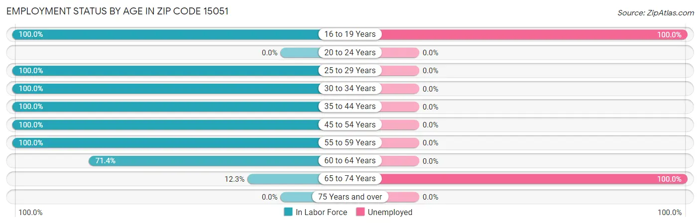 Employment Status by Age in Zip Code 15051