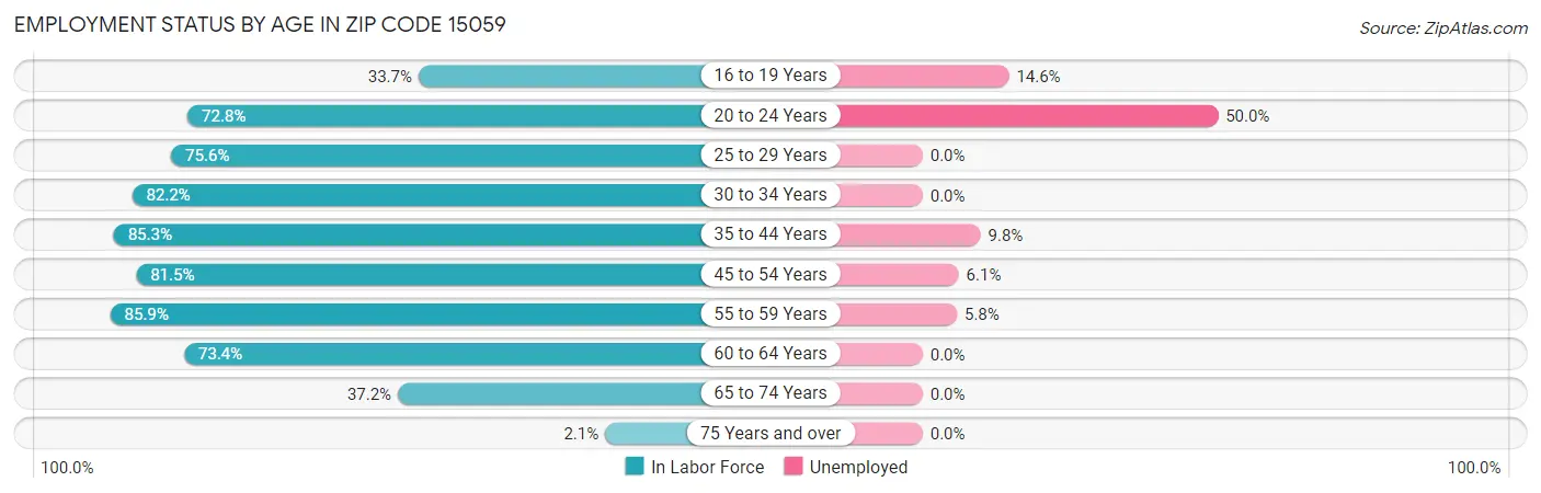 Employment Status by Age in Zip Code 15059