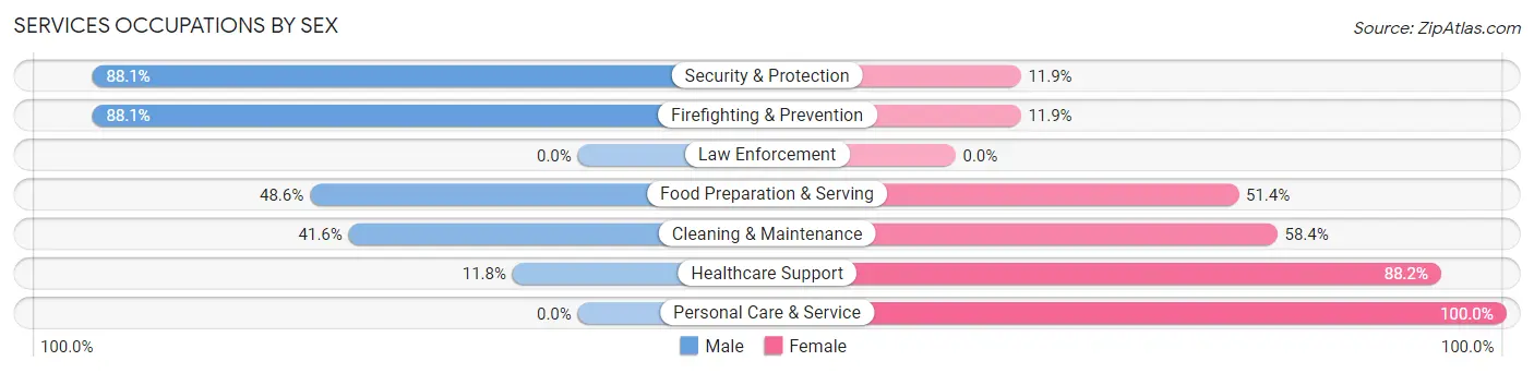 Services Occupations by Sex in Zip Code 15059
