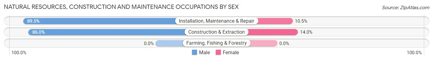 Natural Resources, Construction and Maintenance Occupations by Sex in Zip Code 15063