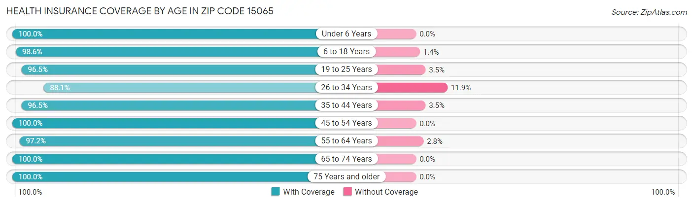 Health Insurance Coverage by Age in Zip Code 15065