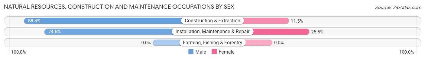 Natural Resources, Construction and Maintenance Occupations by Sex in Zip Code 15074