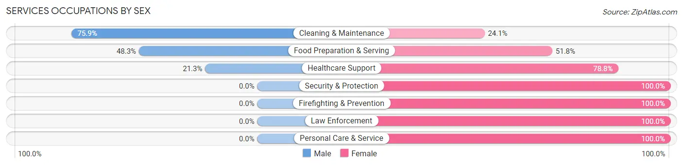 Services Occupations by Sex in Zip Code 15112