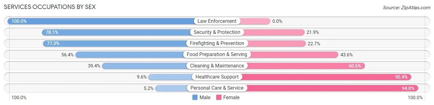 Services Occupations by Sex in Zip Code 15132