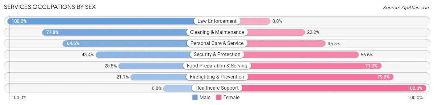 Services Occupations by Sex in Zip Code 15133