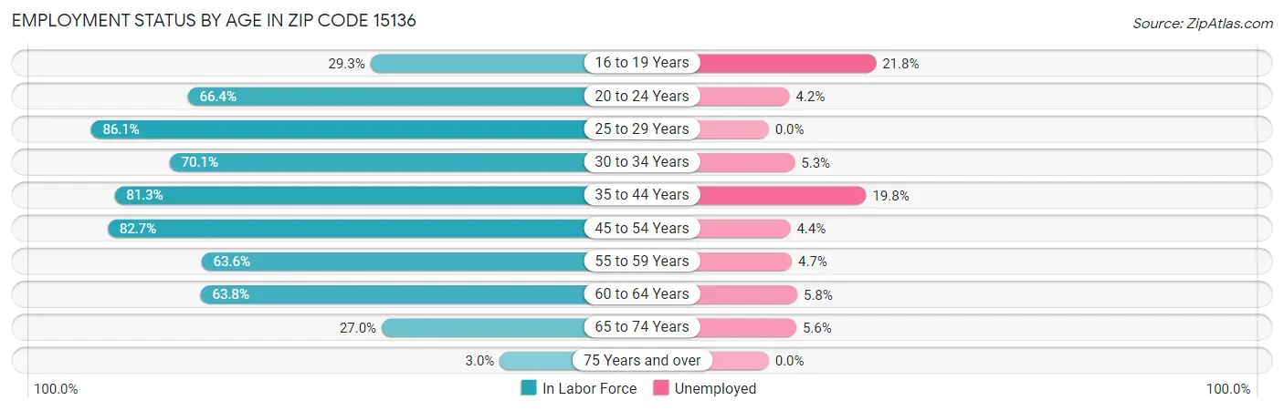 Employment Status by Age in Zip Code 15136