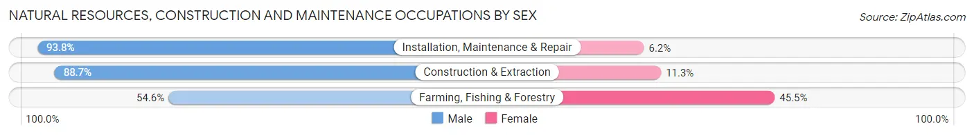 Natural Resources, Construction and Maintenance Occupations by Sex in Zip Code 15136
