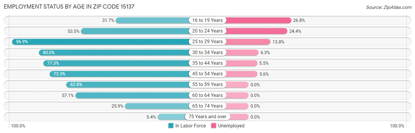 Employment Status by Age in Zip Code 15137