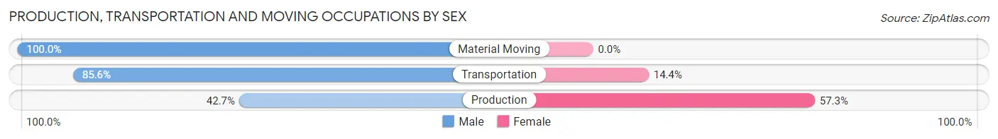 Production, Transportation and Moving Occupations by Sex in Zip Code 15145