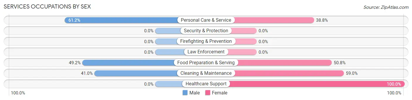 Services Occupations by Sex in Zip Code 15145