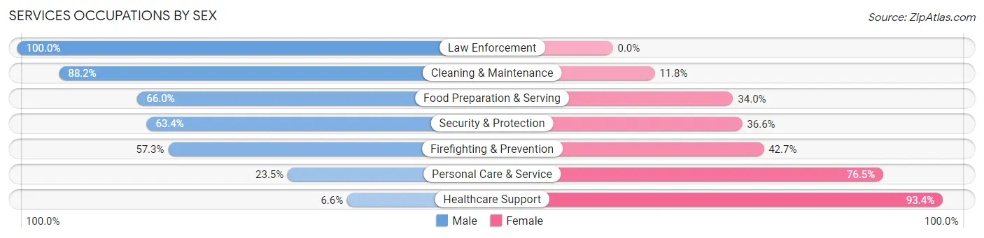 Services Occupations by Sex in Zip Code 15201