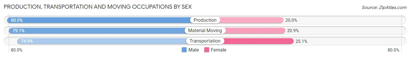 Production, Transportation and Moving Occupations by Sex in Zip Code 15202