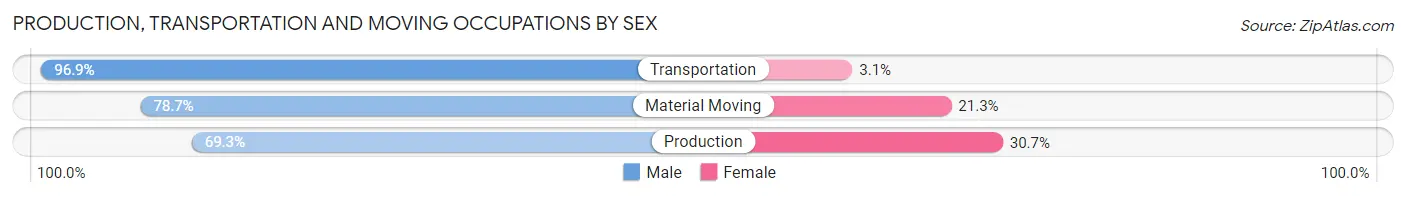 Production, Transportation and Moving Occupations by Sex in Zip Code 15205