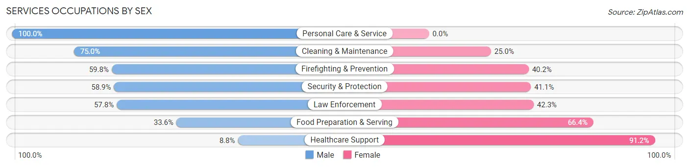 Services Occupations by Sex in Zip Code 15207
