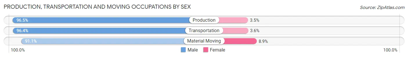 Production, Transportation and Moving Occupations by Sex in Zip Code 15209