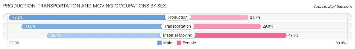 Production, Transportation and Moving Occupations by Sex in Zip Code 15211