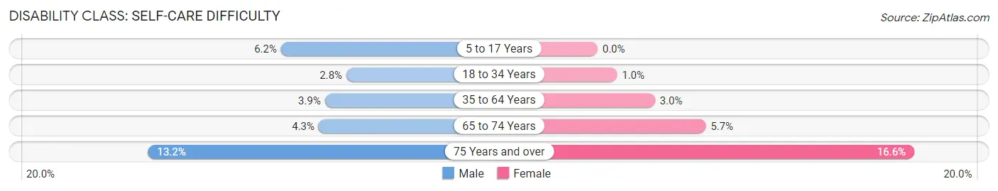 Disability in Zip Code 15221: <span>Self-Care Difficulty</span>