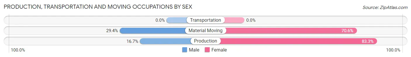 Production, Transportation and Moving Occupations by Sex in Zip Code 15222