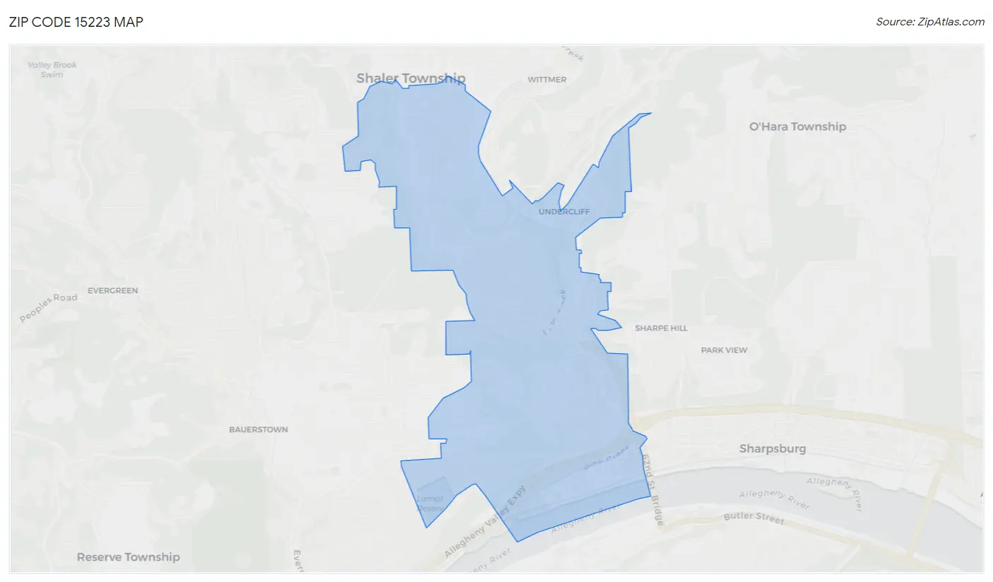 Zip Code 15223 Map