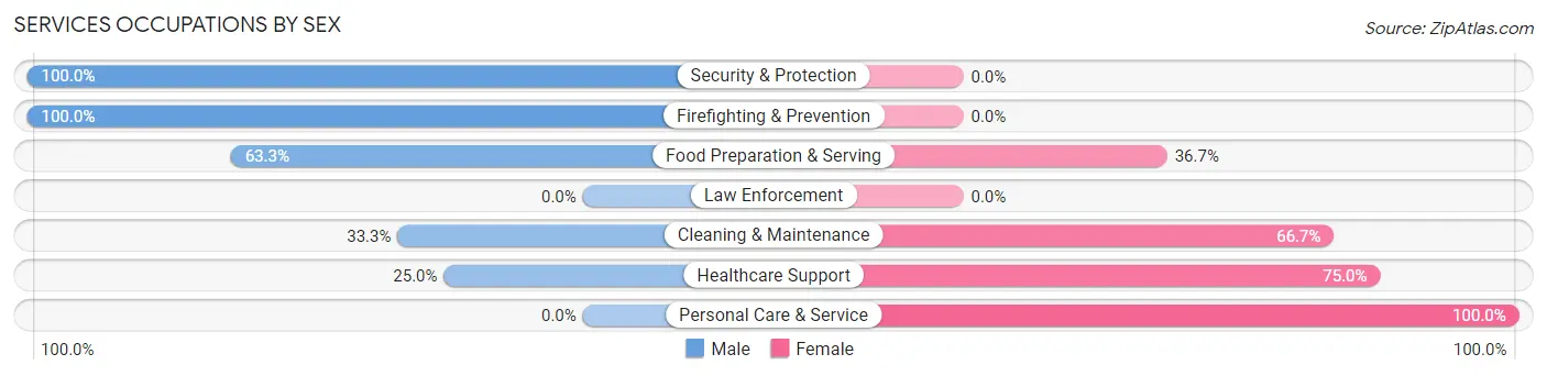 Services Occupations by Sex in Zip Code 15225