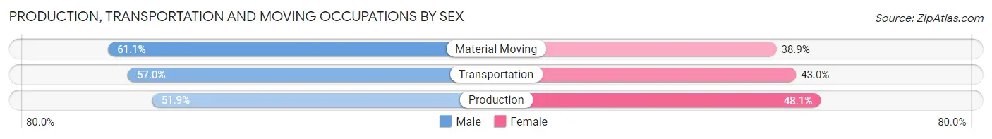 Production, Transportation and Moving Occupations by Sex in Zip Code 15228