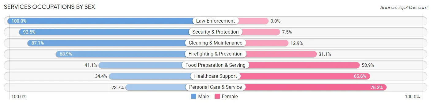 Services Occupations by Sex in Zip Code 15236